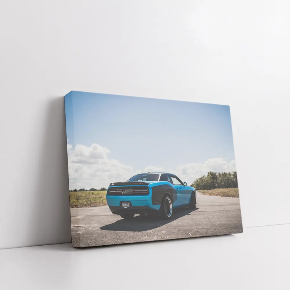 Dodge Challenger Blue Muscle Car Open Road – Wall Art