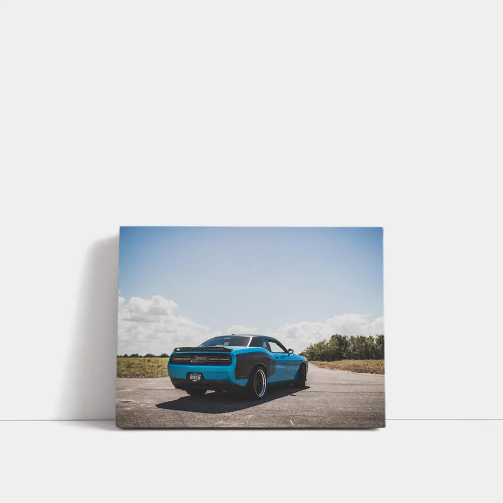 Dodge Challenger Blue Muscle Car Open Road – Wall Art