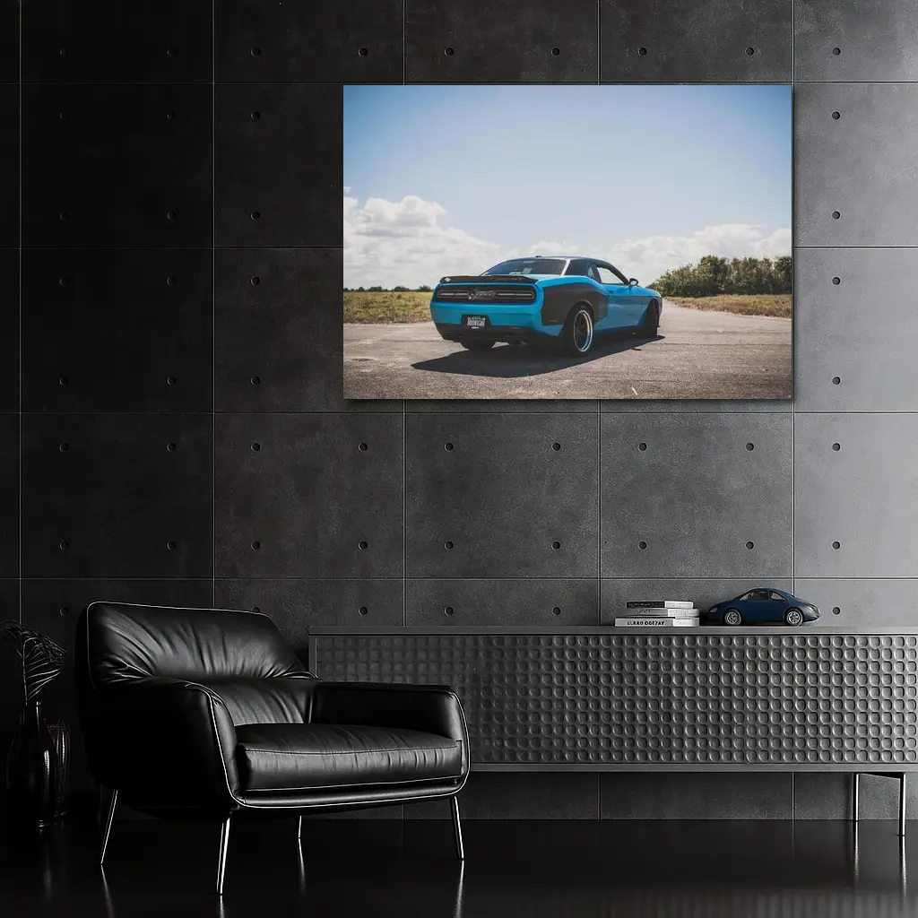 Dodge Challenger Blue Muscle Car Open Road – Wall Art