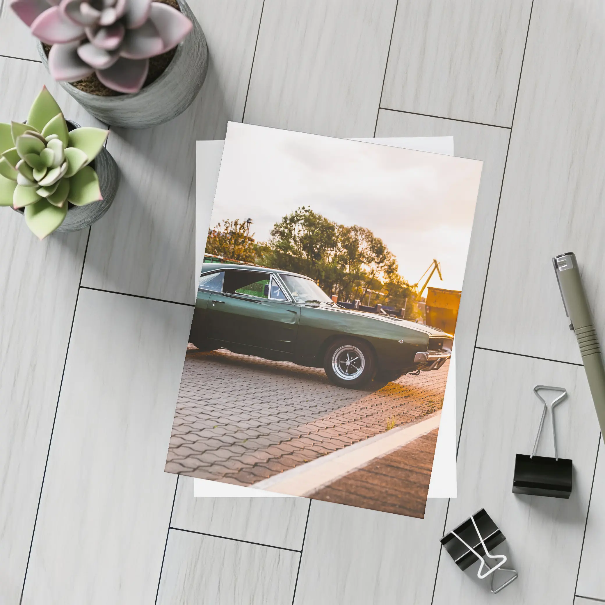 Dodge Charger Classic Muscle Car Sunset – Postcards