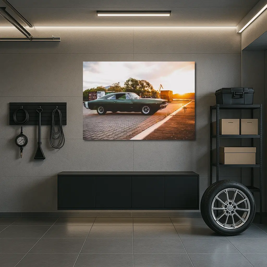 Dodge Charger Classic Muscle Car Sunset – Wall Art