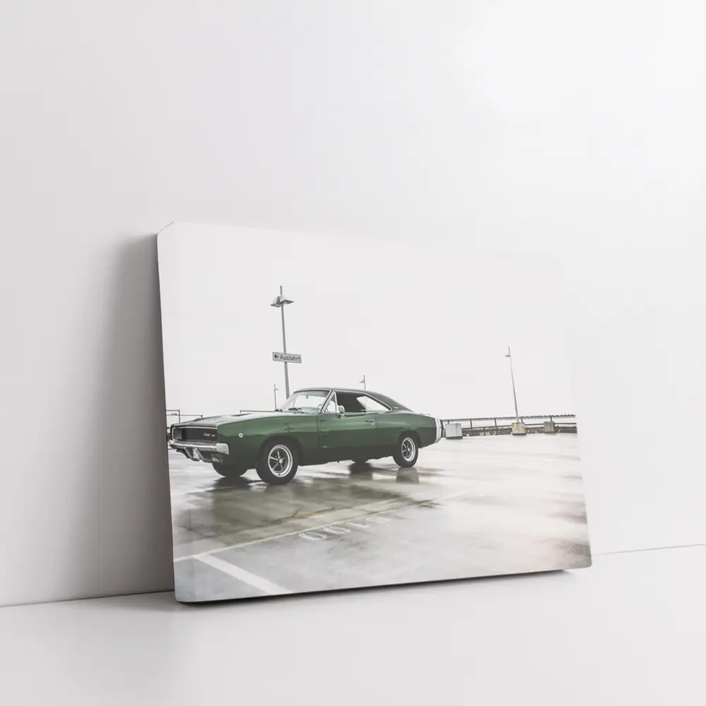 Dodge Charger Classic Green Muscle Car Parking – Wall Art