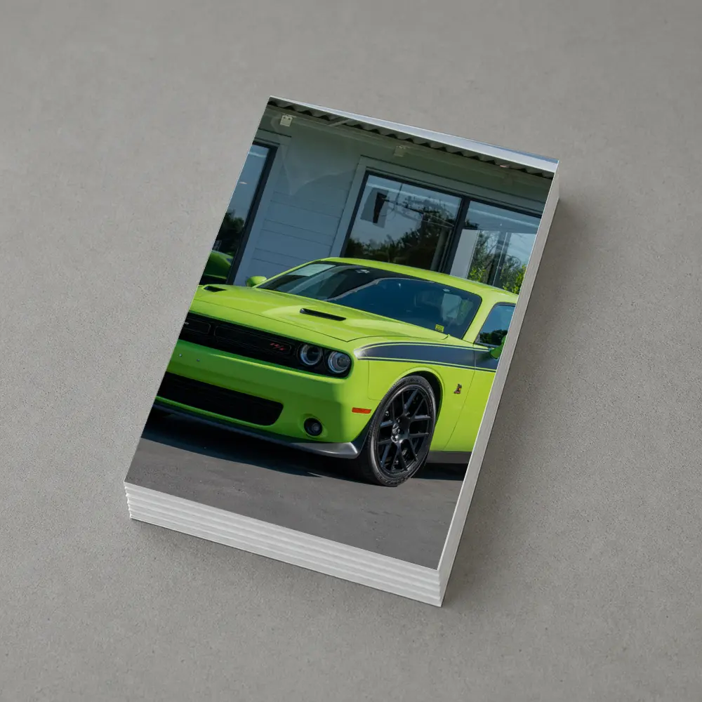 Dodge Challenger Green Muscle Car Parked Outside – Postcards