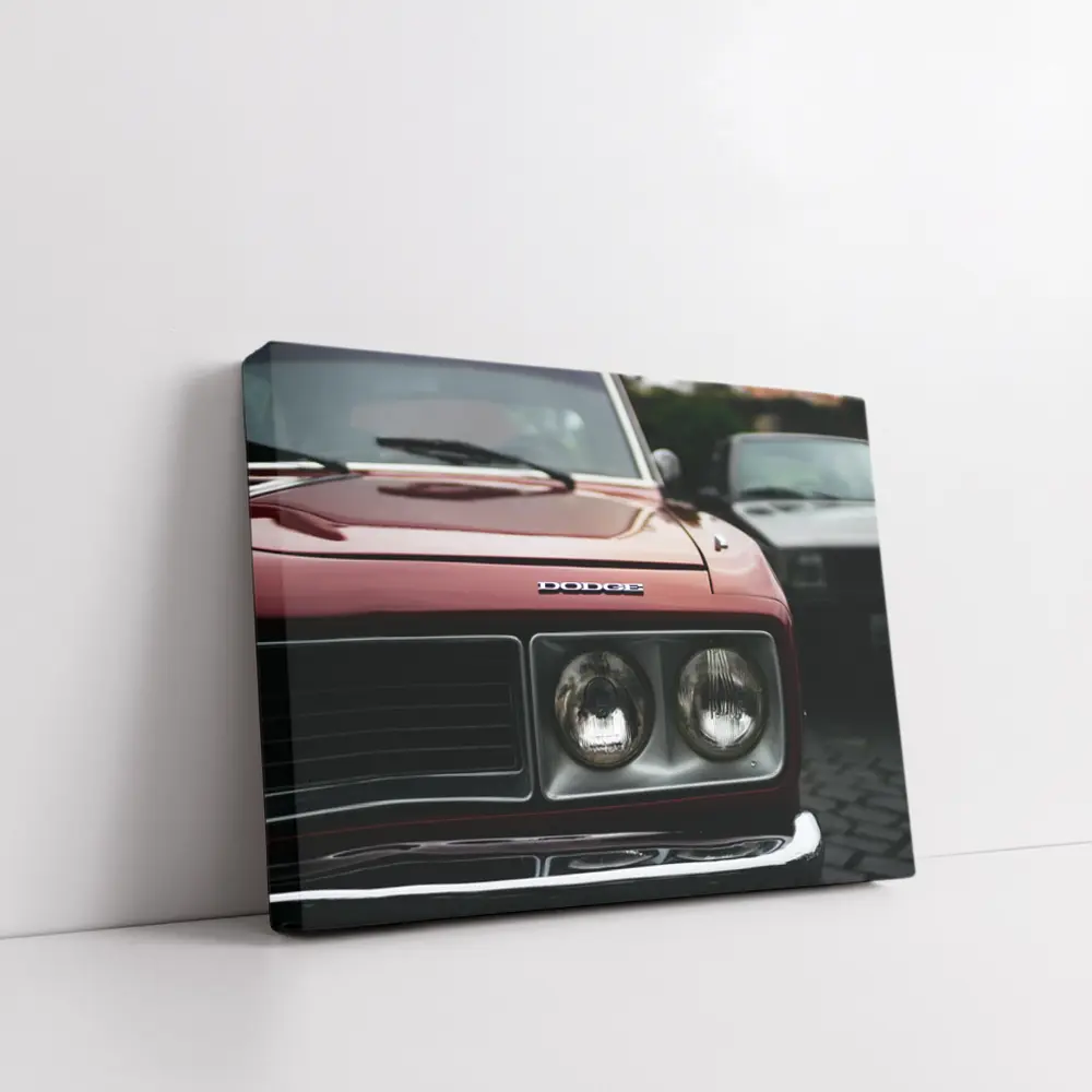 Dodge Classic Muscle Car Deep Red Close Up – Wall Art