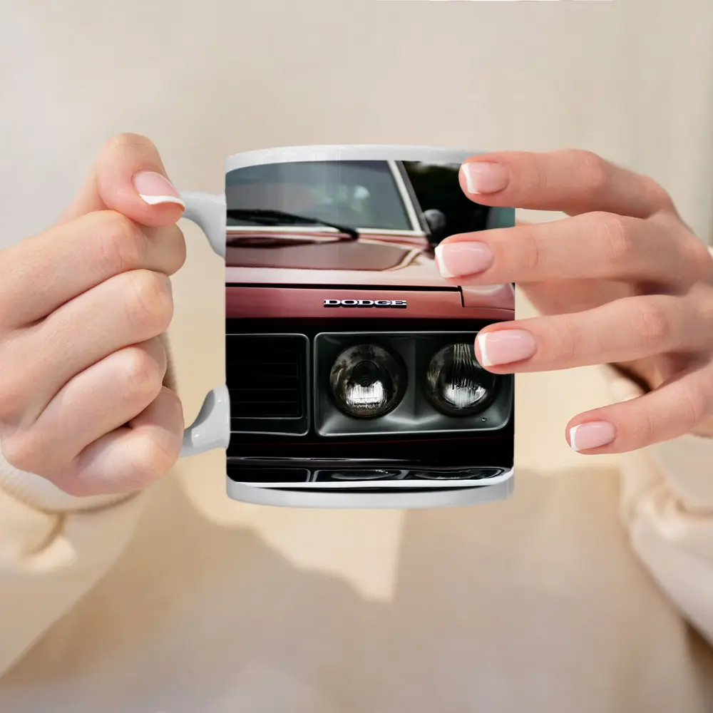 Dodge Classic Muscle Car Deep Red Close Up – Mugs