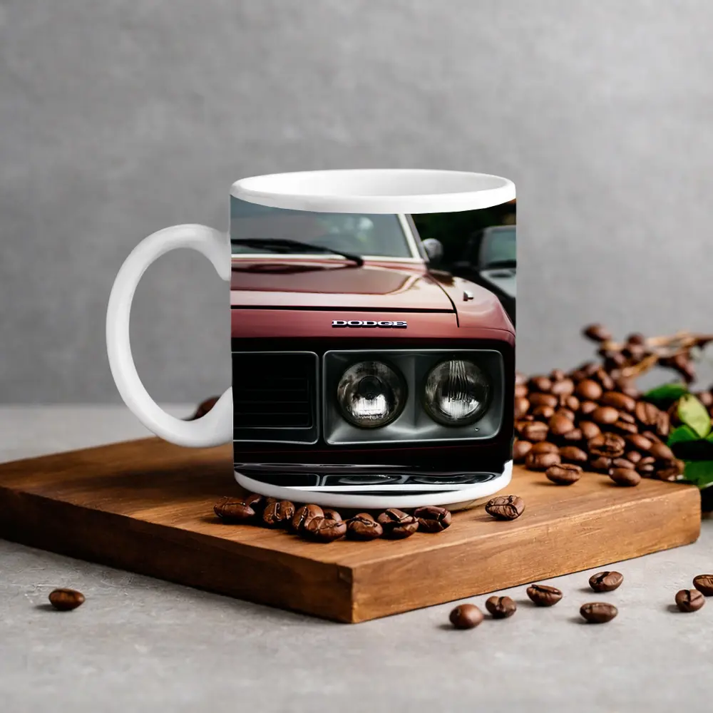 Dodge Classic Muscle Car Deep Red Close Up – Mugs
