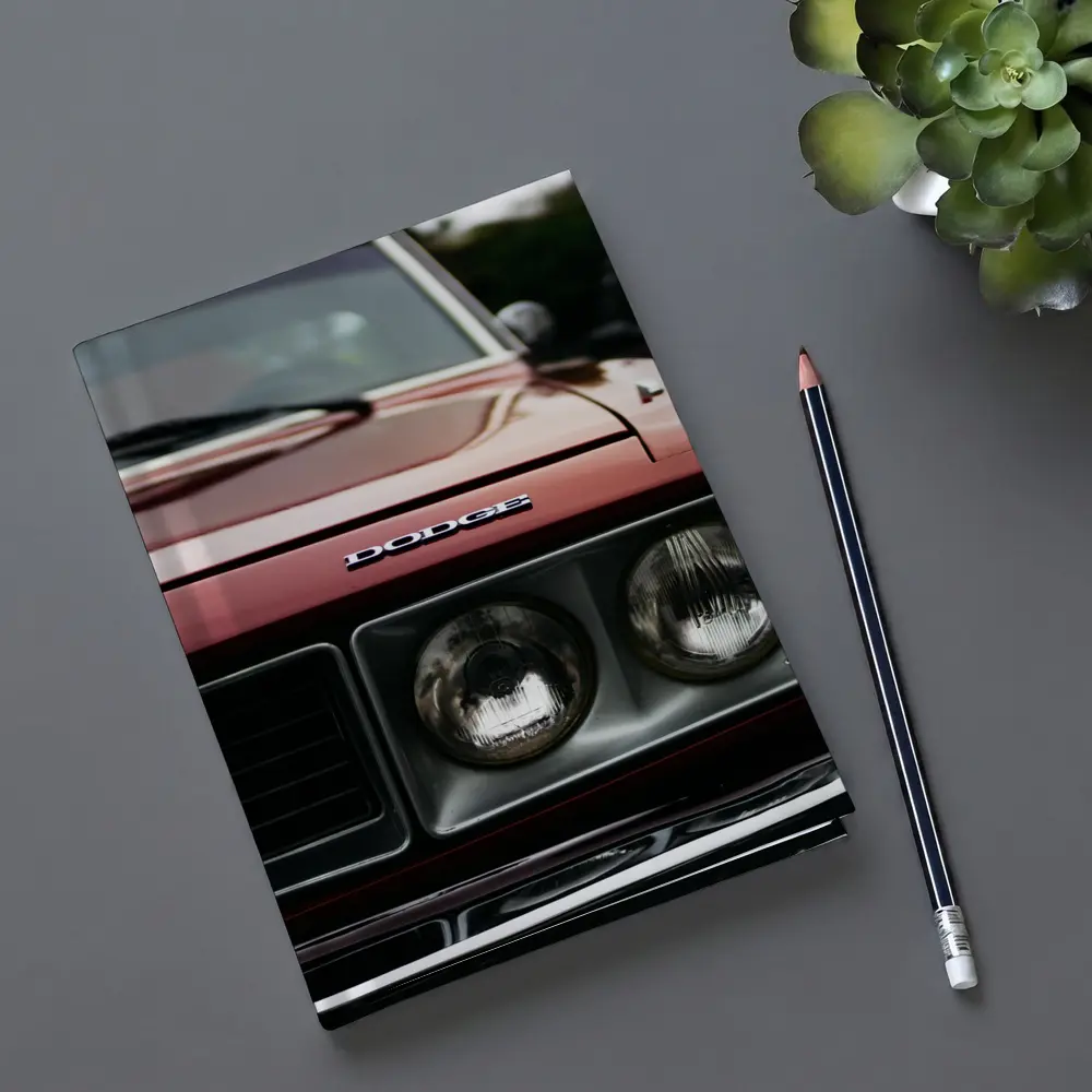 Dodge Classic Muscle Car Deep Red Close Up – Notebooks