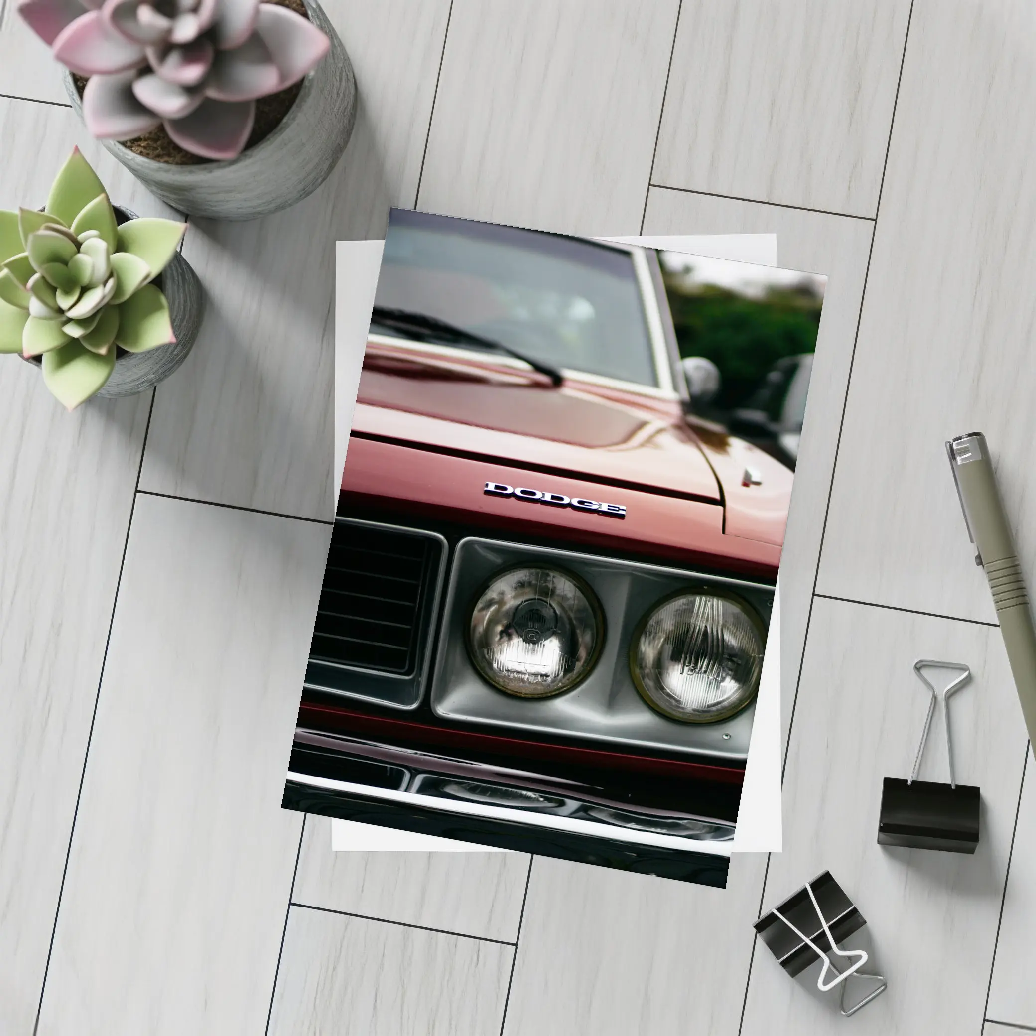 Dodge Classic Muscle Car Deep Red Close Up – Postcards
