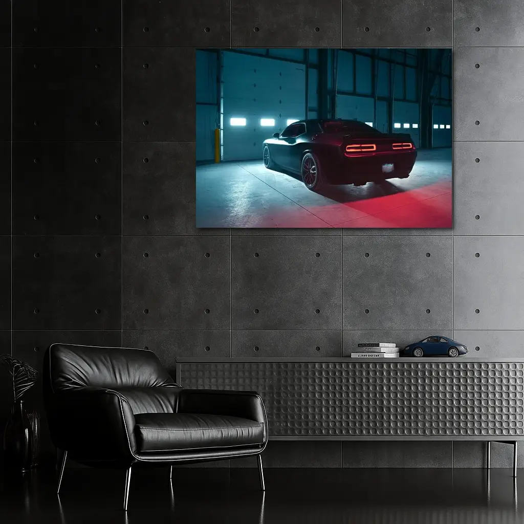 Dodge Challenger Dark Muscle Car Garage – Wall Art
