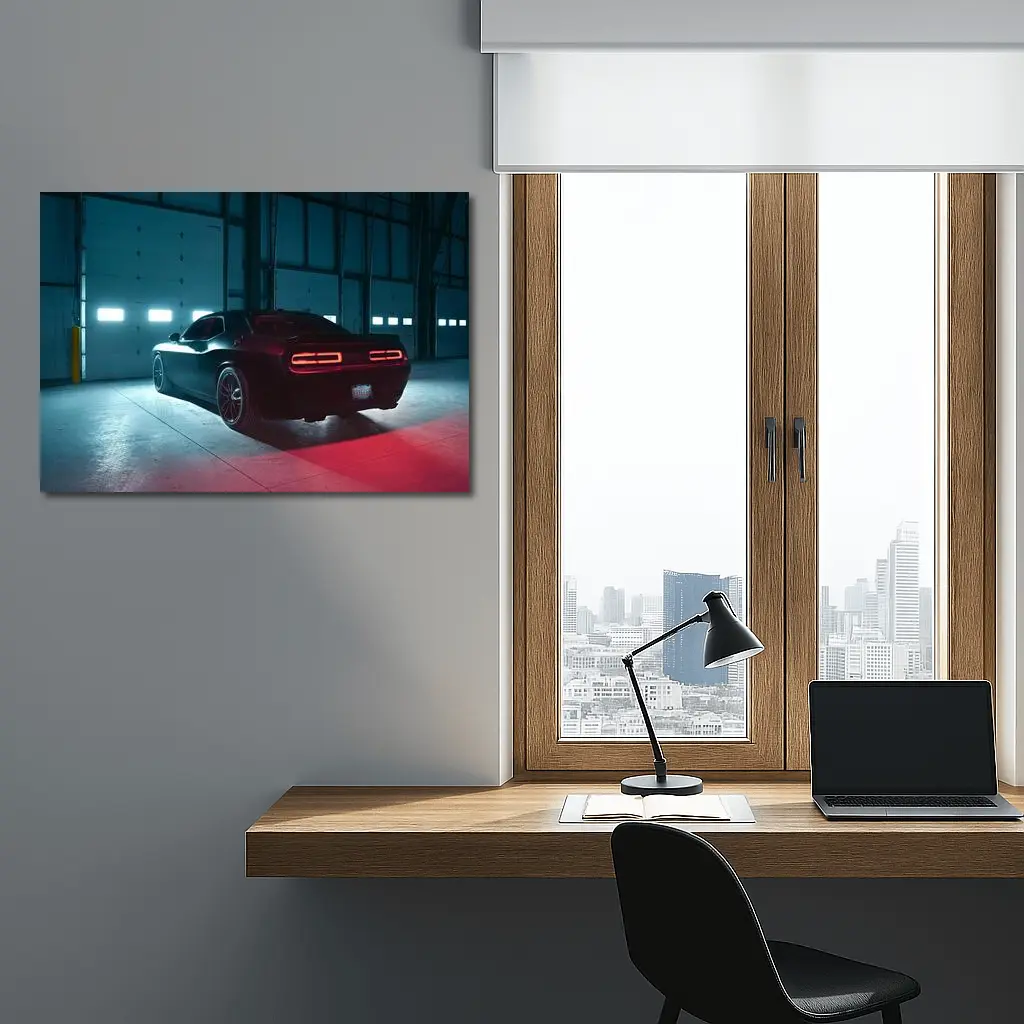 Dodge Challenger Dark Muscle Car Garage – Wall Art