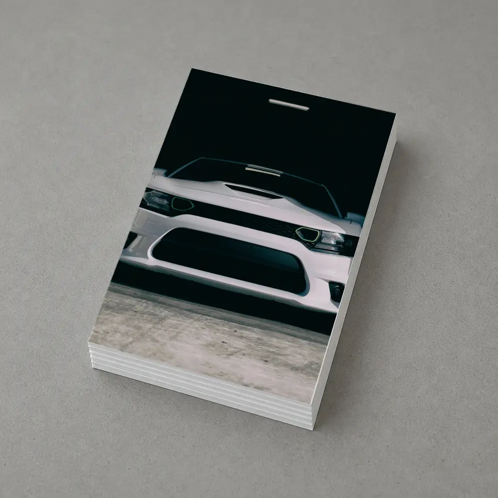 White Dodge Charger Front View Dark Garage – Postcards