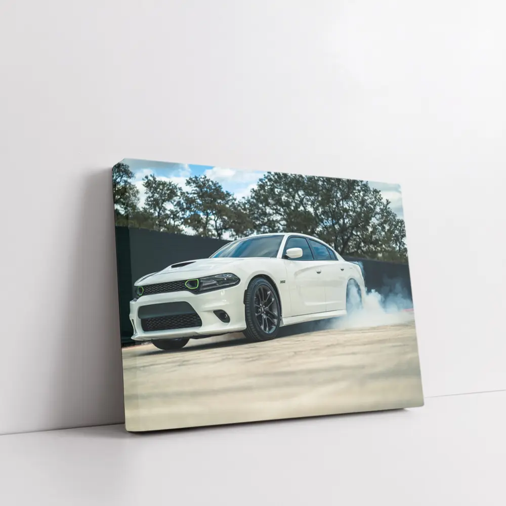 Dodge Charger Burnout Smoke White Muscle Car – Wall Art