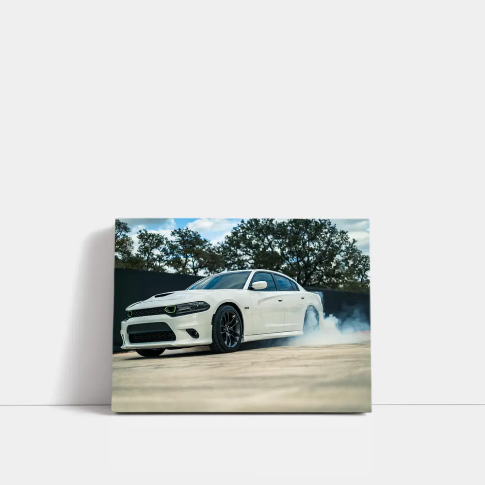 Dodge Charger Burnout Smoke White Muscle Car – Wall Art
