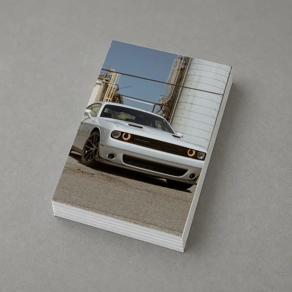 Dodge Challenger White Muscle Car Industrial Setting – Postcards