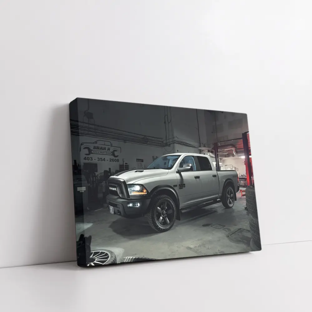 Ram 1500 Truck Inside Dark Auto Garage – Wall Art