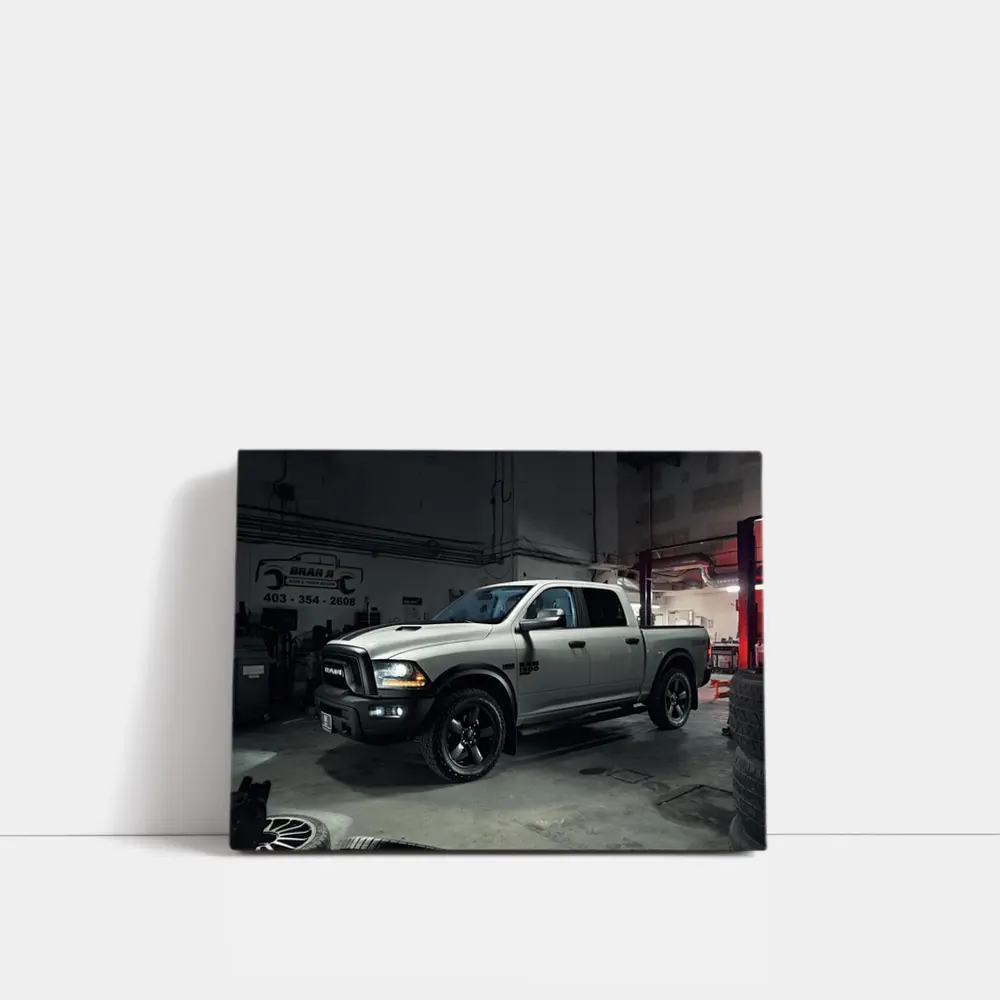 Ram 1500 Truck Inside Dark Auto Garage – Wall Art
