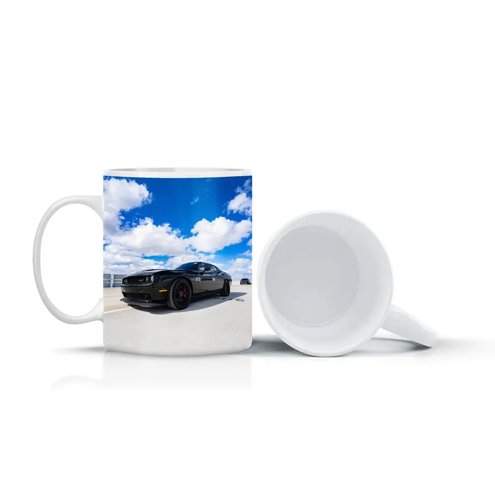 Black Dodge Challenger SRT Under Blue Sky – Mugs