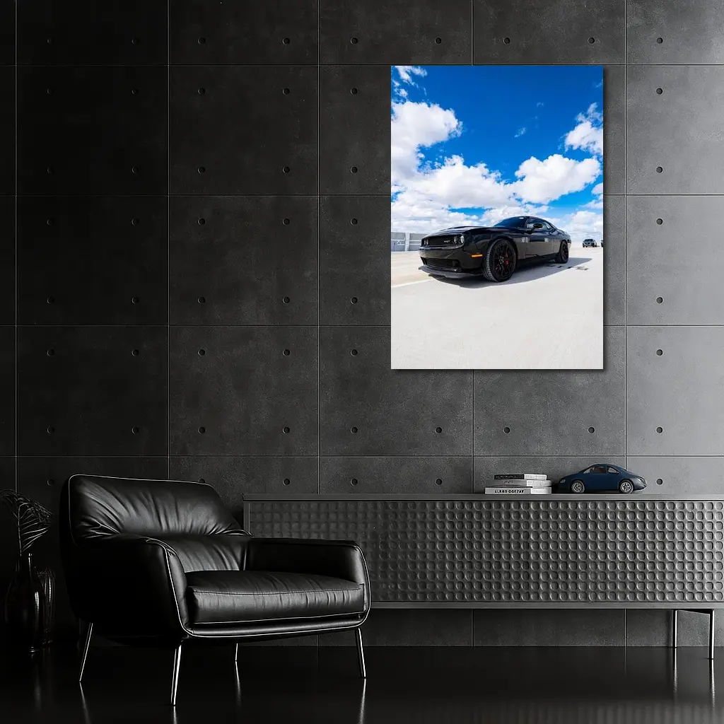 Black Dodge Challenger SRT Under Blue Sky – Wall Art