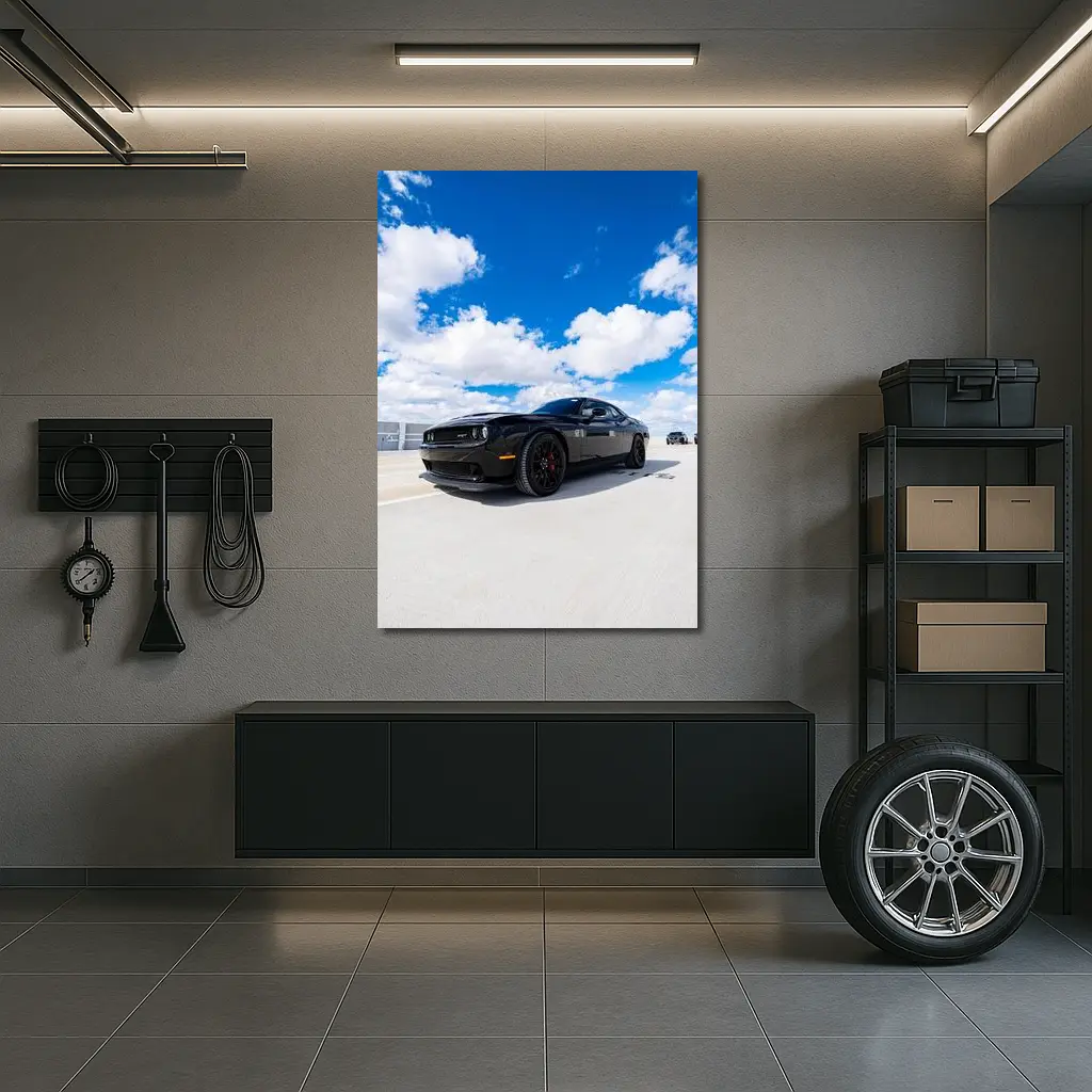 Black Dodge Challenger SRT Under Blue Sky – Wall Art