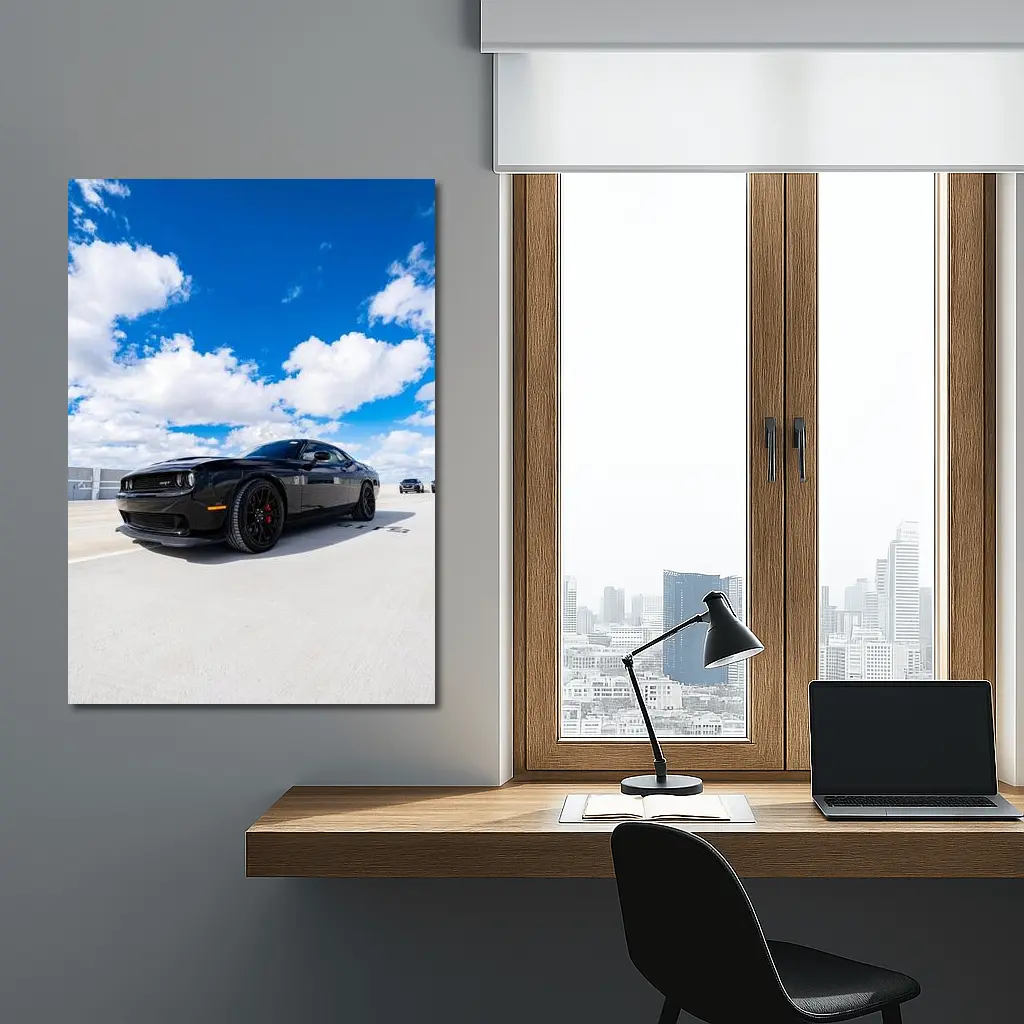 Black Dodge Challenger SRT Under Blue Sky – Wall Art