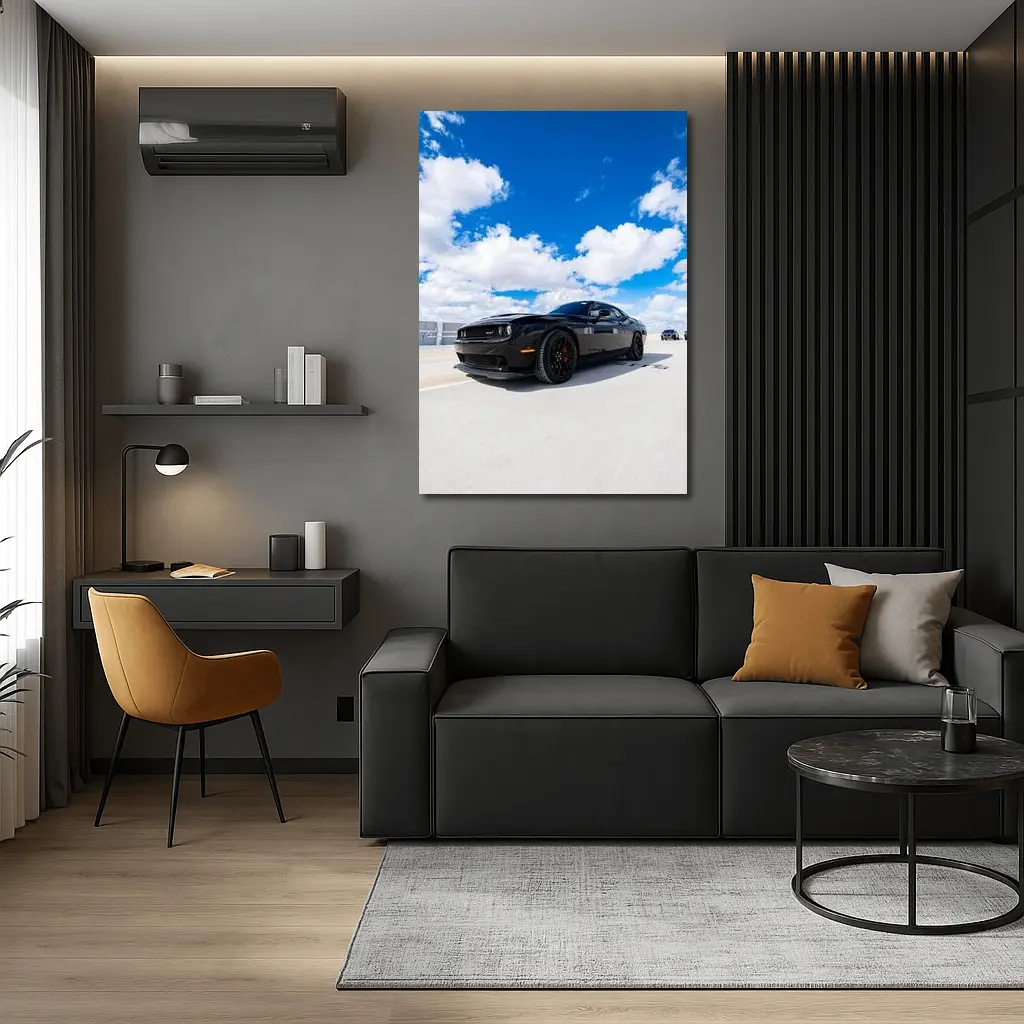 Black Dodge Challenger SRT Under Blue Sky – Wall Art