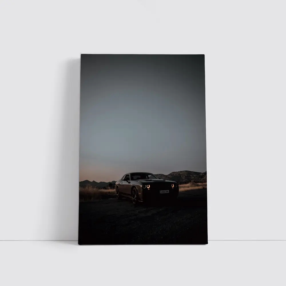 Dodge Challenger Dark Desert Dusk Scene – Wall Art
