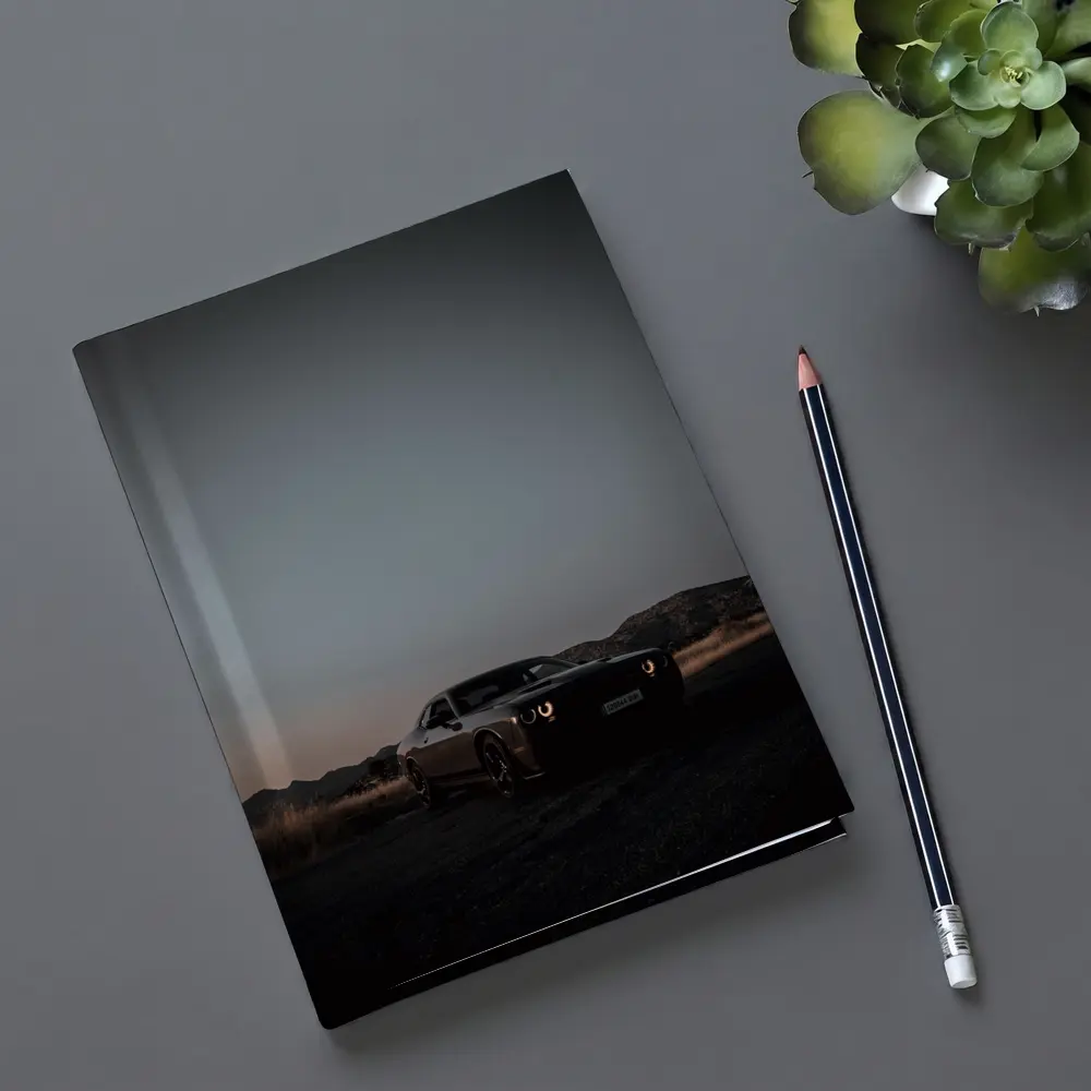 Dodge Challenger Dark Desert Dusk Scene – Notebooks