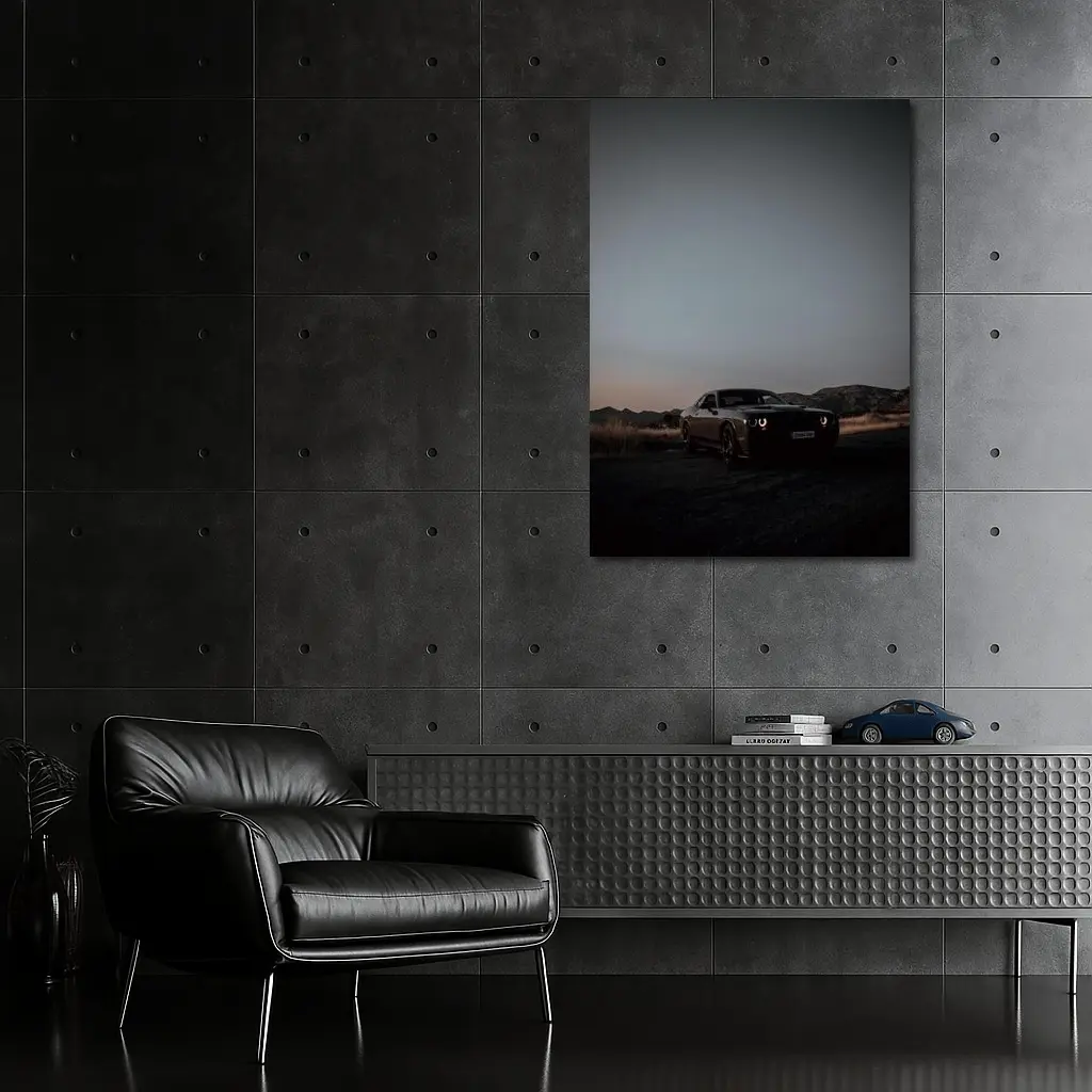 Dodge Challenger Dark Desert Dusk Scene – Wall Art