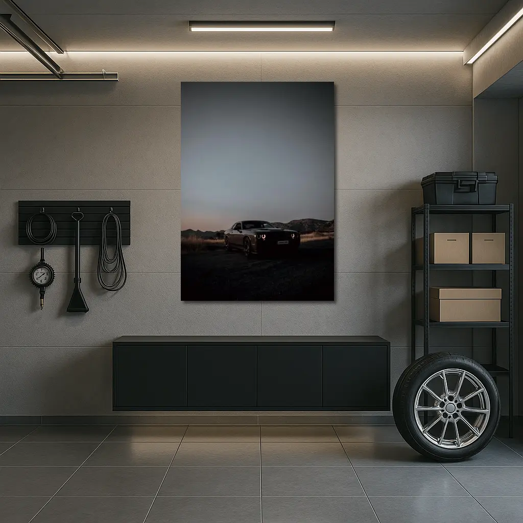 Dodge Challenger Dark Desert Dusk Scene – Wall Art