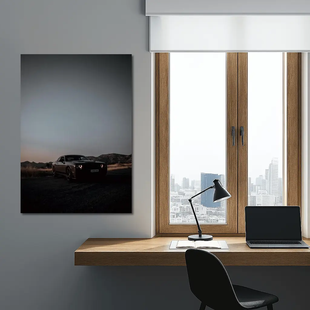 Dodge Challenger Dark Desert Dusk Scene – Wall Art