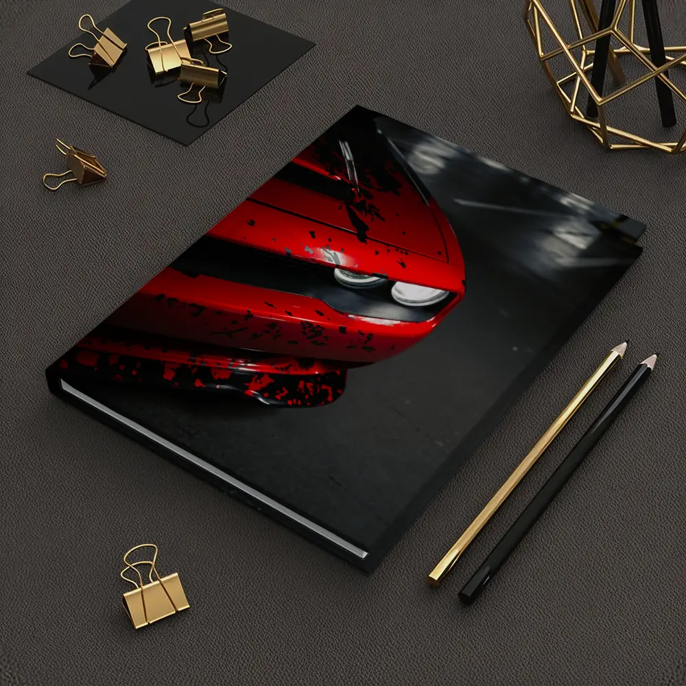 Red Dodge Challenger Front End Dark Garage – Notebooks
