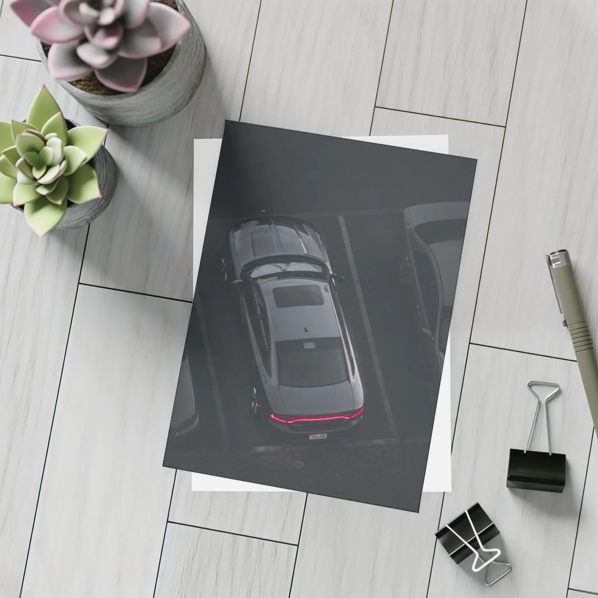 Audi RS7 Aerial View Dark Parking – Postcards