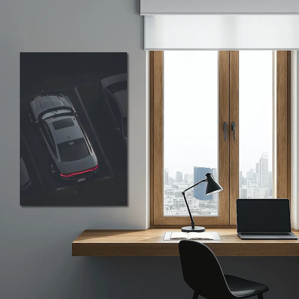 Audi RS7 Aerial View Dark Parking – Wall Art