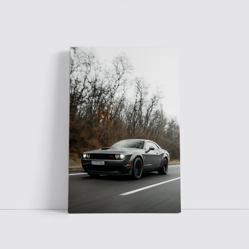 Dodge Challenger Dark Gray Road Drive – Wall Art