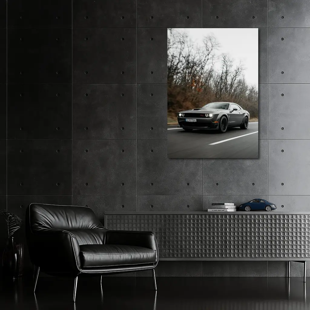Dodge Challenger Dark Gray Road Drive – Wall Art