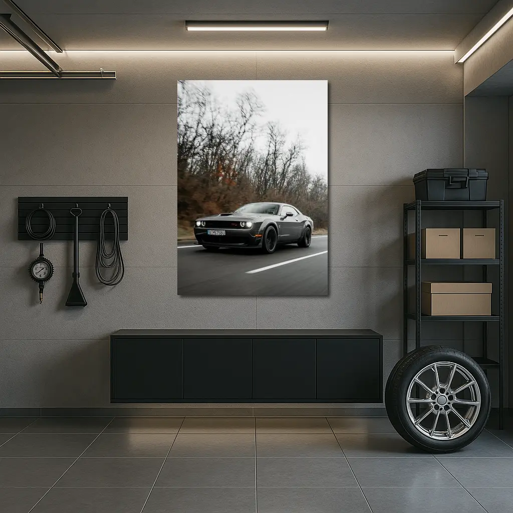 Dodge Challenger Dark Gray Road Drive – Wall Art