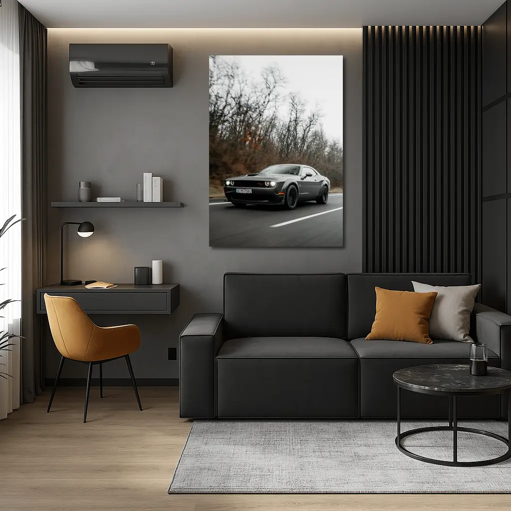 Dodge Challenger Dark Gray Road Drive – Wall Art