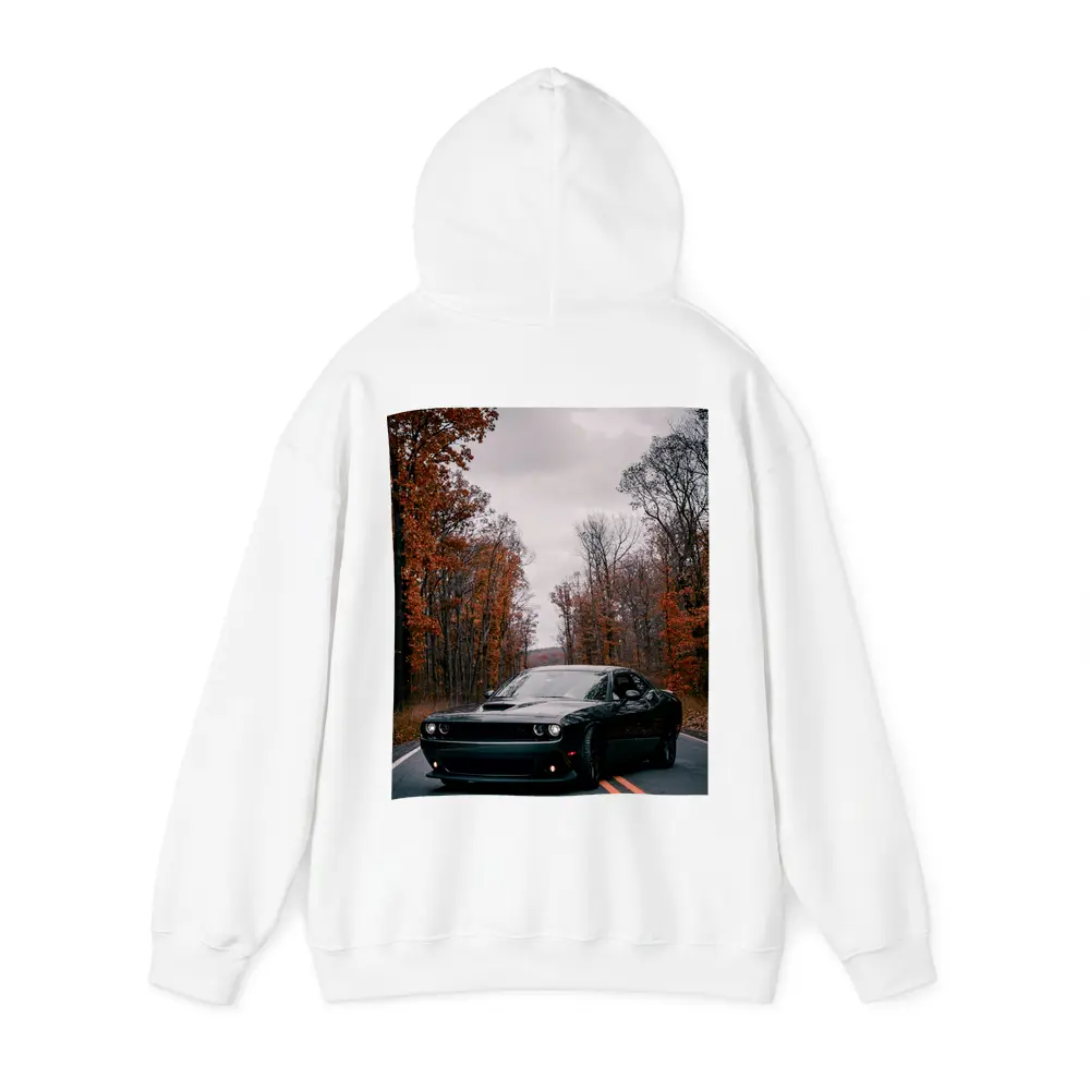 Dodge Challenger Black Muscle Car Autumn Road – Hoodies