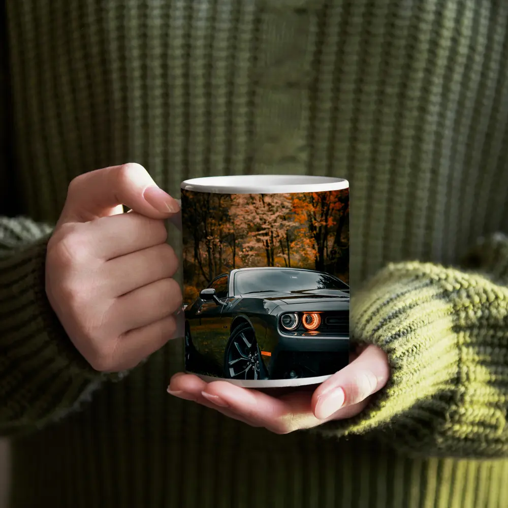 Dodge Challenger Dark Gray Autumn Forest – Mugs