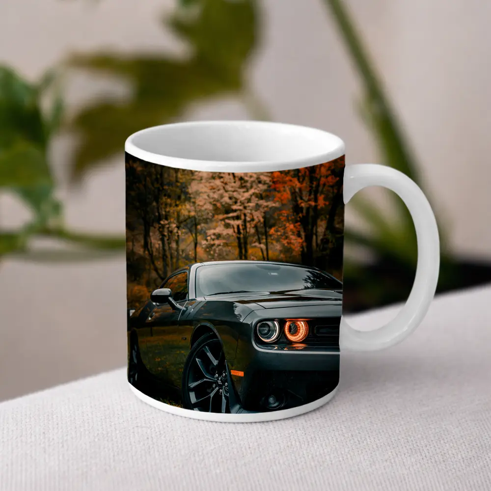 Dodge Challenger Dark Gray Autumn Forest – Mugs
