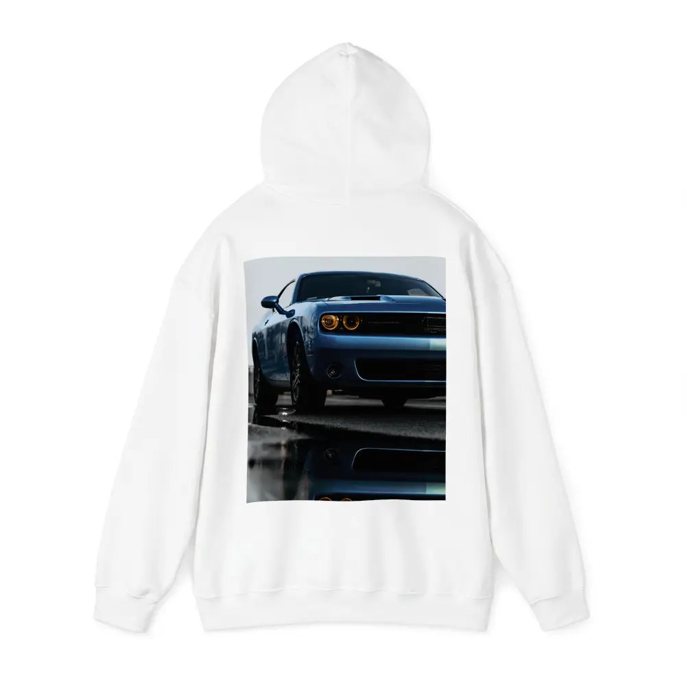 Dodge Challenger Blue Muscle Car Wet Street – Hoodies