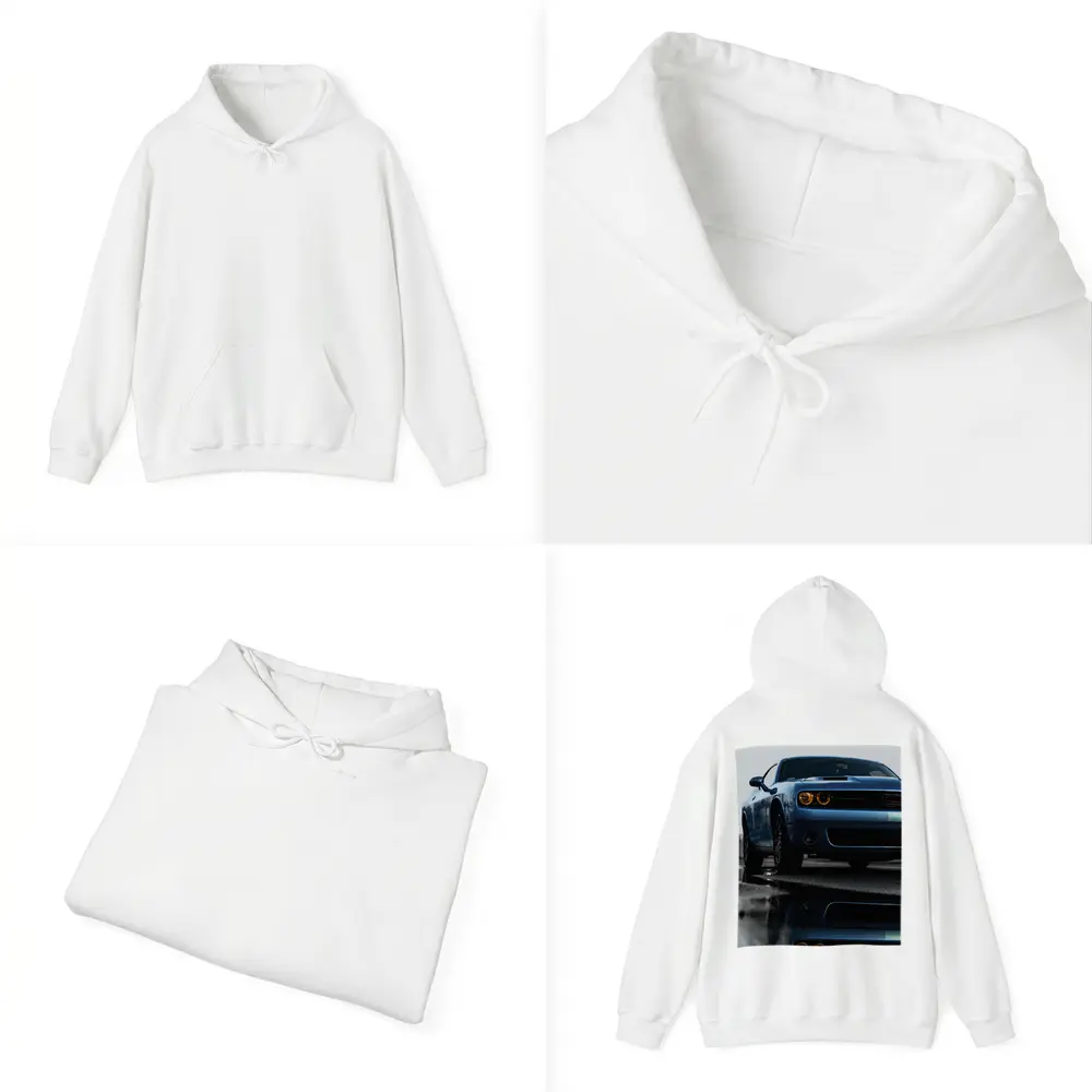 Dodge Challenger Blue Muscle Car Wet Street – Hoodies