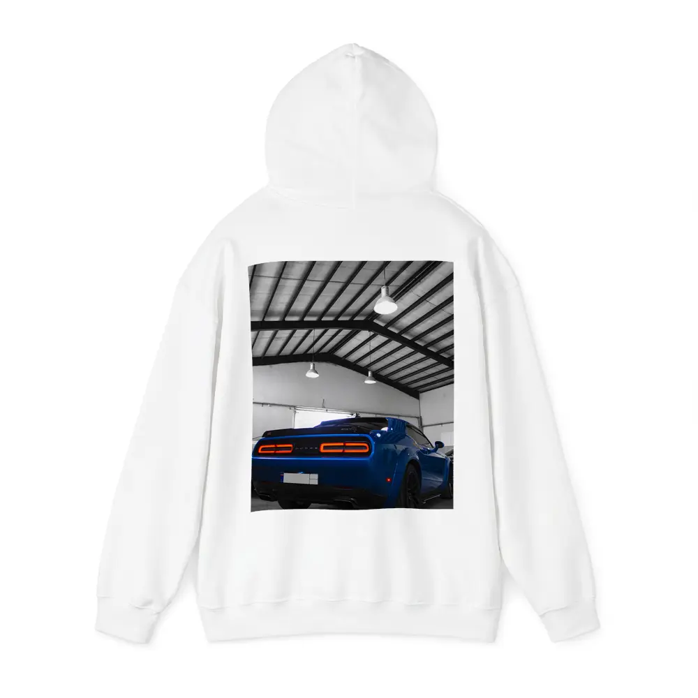 Dodge Challenger SRT Blue Garage Shot – Hoodies