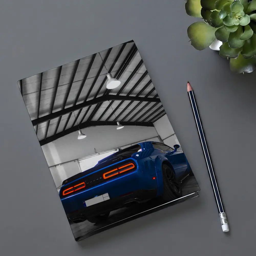 Dodge Challenger SRT Blue Garage Shot – Notebooks