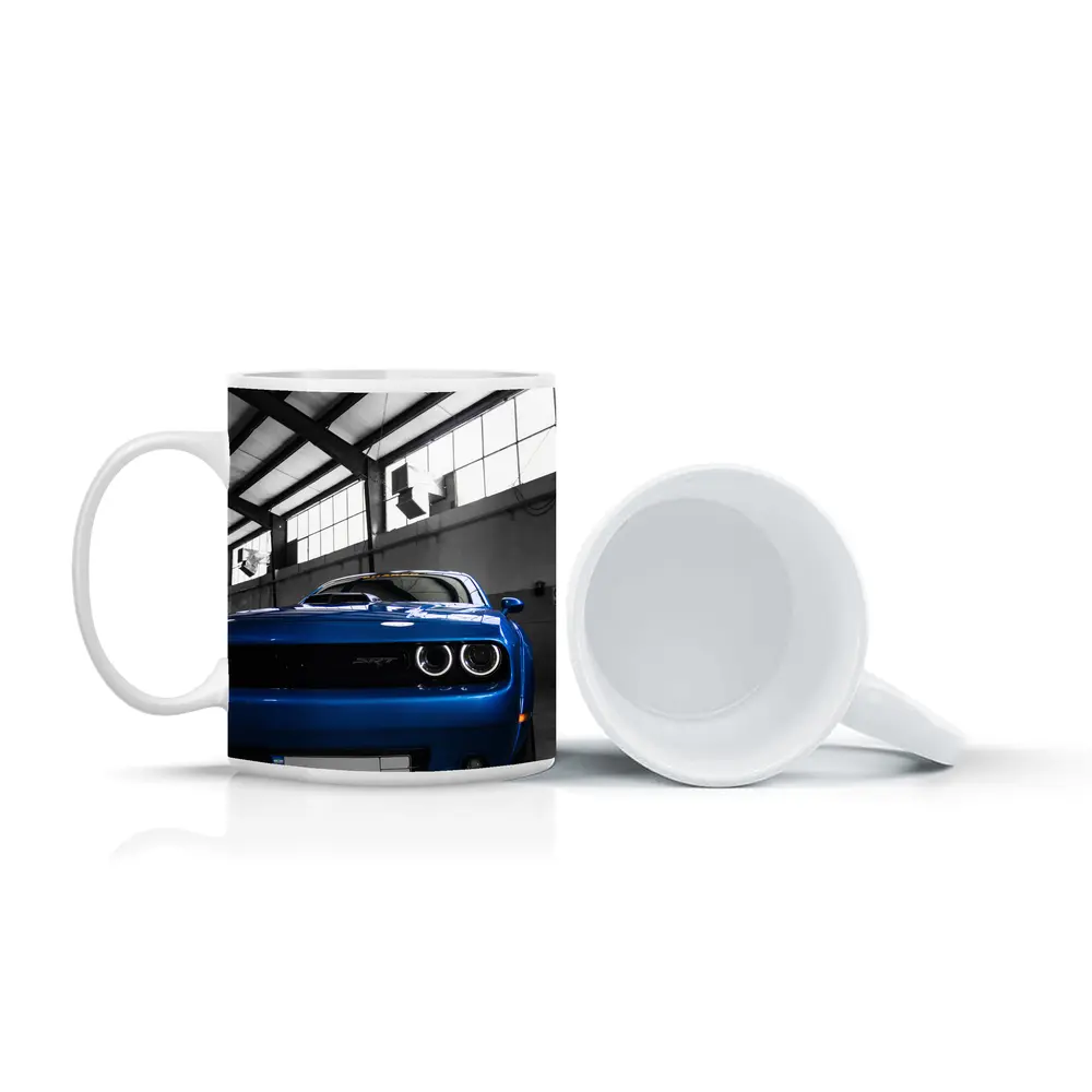 Dodge Challenger SRT Blue Garage Shot – Mugs