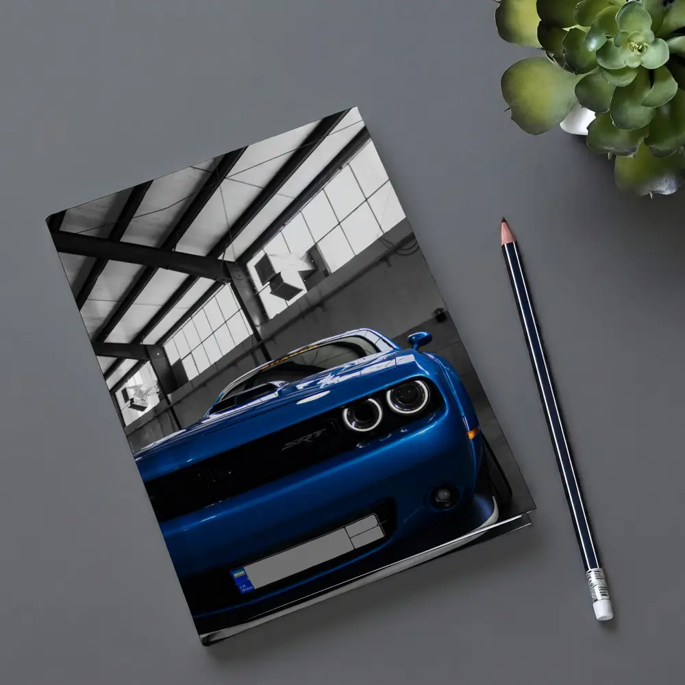 Dodge Challenger SRT Blue Garage Shot – Notebooks
