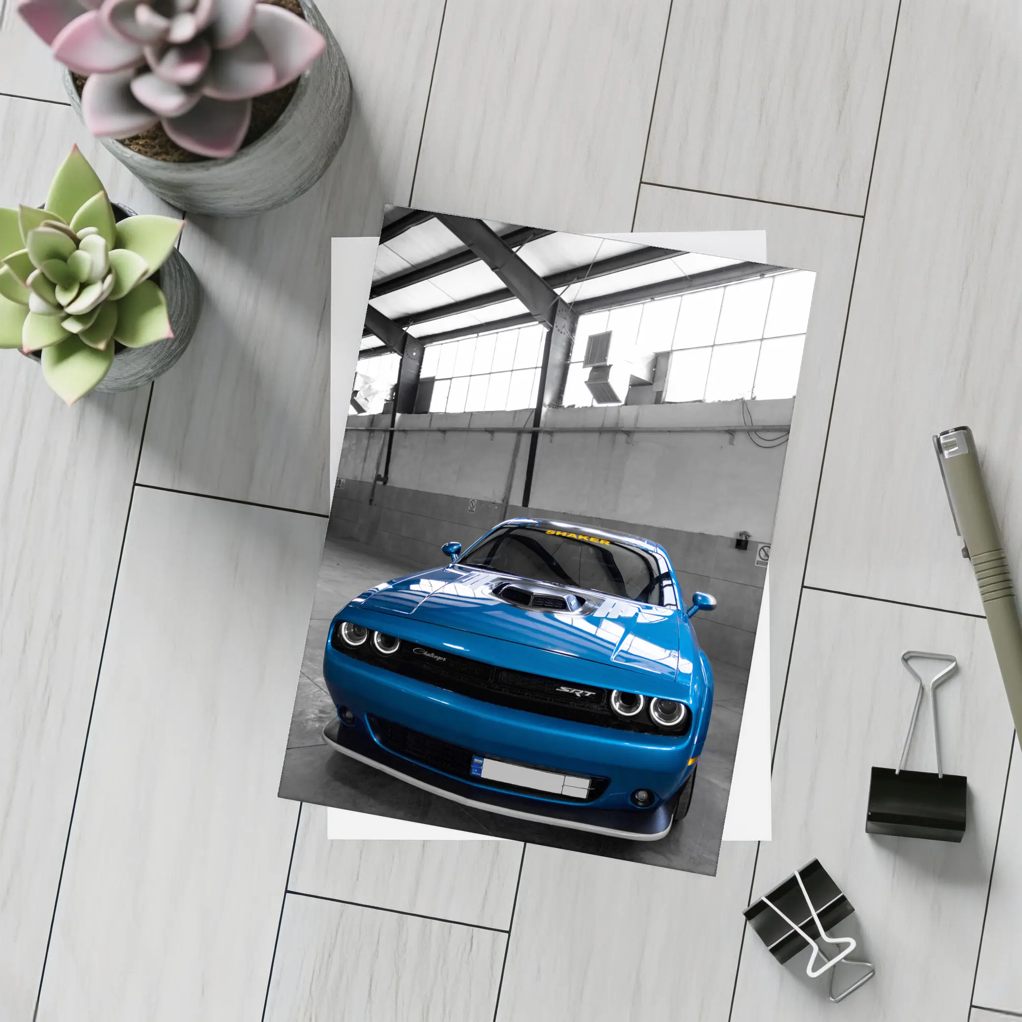 Dodge Challenger SRT Shaker Blue Garage – Postcards