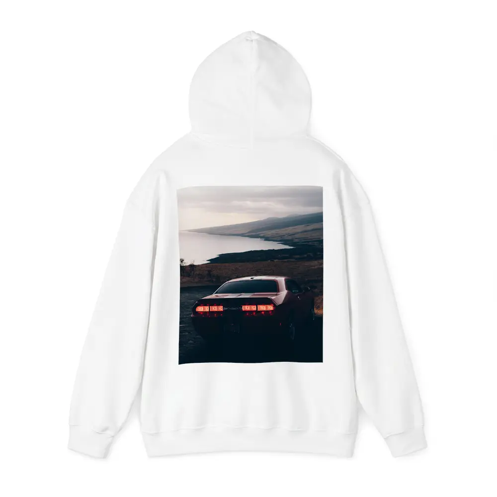 Dodge Challenger Red Taillights Coastal Road – Hoodies