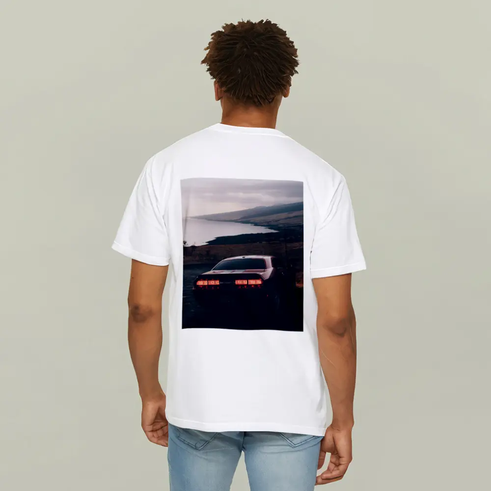 Dodge Challenger Red Taillights Coastal Road – T-Shirts