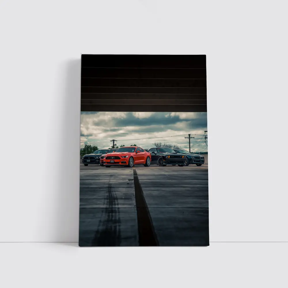 Ford Mustang Dodge Challenger Muscle Cars Lineup – Wall Art
